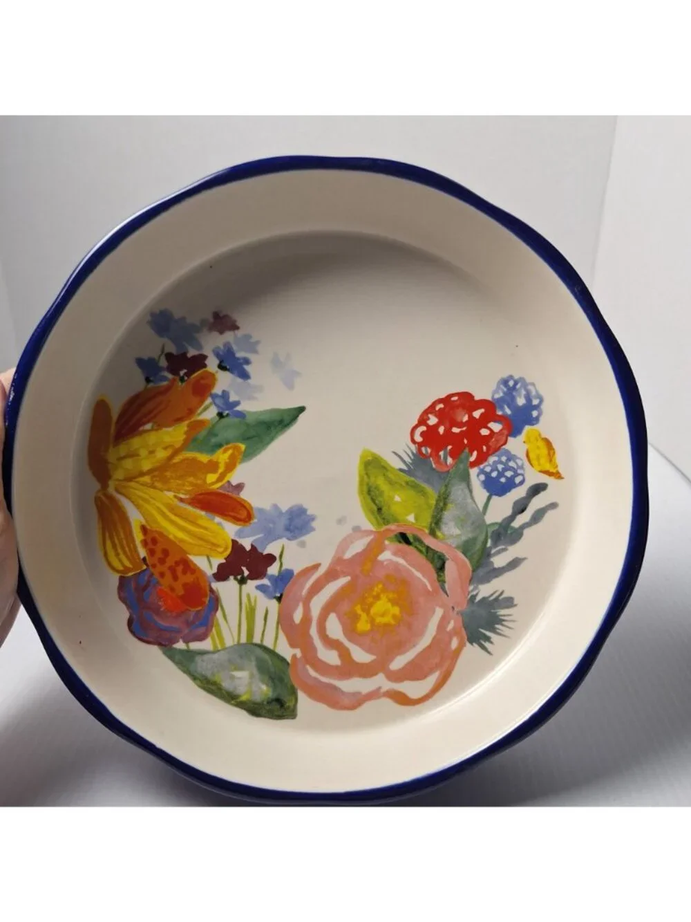 THE PIONEER WOMAN STONEWARE PIE/CAKE/DISH VIBRANT CELIA FLORAL PATTERN #2912DMT